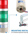 Industrial Signal Tower LED Round Light Indicator Red and Green Continuous Warning Lamp 110V AC 2W Built Tough with Durable Metal and Plastic Housing Model LTA-502T Includes Mounting Bracket