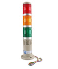 Industrial Signal Tower Light Kit 24V DC With Red Green Yellow Indicator Lamps And Built In Buzzer Alarm Heavy Duty 300 By 52mm Tower Light Model LTP 502TJ Baomain