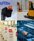 Industrial Signal Tower Light with Red Green and Yellow LED Indicators in Factory with Forklift and Equipment Rilfyzop T50 2WJB