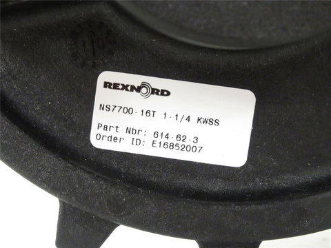 Heavy Duty Industrial Sprocket Gear With 1 Keyway And 16 Teeth For Transmission Systems Rexnord 614-62-3 Sprocket label close-up