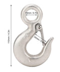 Front view of Adfaga 1-ton heavy-duty lifting hook in stainless steel S304, 110 mm long with 19 mm ring.