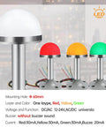 Rugged Industrial Stainless Steel Signal Light Tower with Aluminum Tube Column 24V DC AC LED Beacon Three Colors One Layer