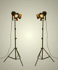 Vintage Industrial Floor Lamp Tripod With Adjustable Gooseneck In Black Finish, Height 68-180 Cm, 5 M Cord With Foot Switch, E26 Bulb Not Included, Pack Of 2 For Living Room Bedroom Office Bar Lighting For A Lit Ambience in side view.