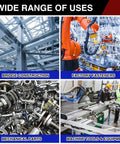 Image showing various industrial applications: bridge construction, factory fasteners, mechanical parts, machine tools and equipment.