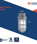 Industrial Jelly Jar Vapor Tight Light Fixture With Prismatic Glass Globe, 150W 120V Ceiling Or Wall Mount Lamp