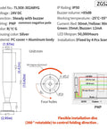 Industrial Warning Light Tower 24V DC With All Metal Aluminum Body And Bulletproof PC Cover 3 Color Red Yellow Green Tower Signal Indicator Lamp Continuous Light With Buzzer Built Tough For Harsh Environments, side view schematic with dimensions and specifications.
