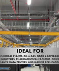 Industrial setup with stainless steel wire mesh cable trays and strengthening bar couplers for cable management in data centers.