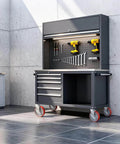 8 inch heavy duty industrial locking casters set of 4 with polyurethane swivel plate design on a tool cabinet