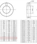 Diagram of industrial zinc plated shaft collars, focusing on 7/8 inch bore, 1-1/2 inch OD, and 9/16 inch width specifications.