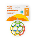 Bright Starts Oball Easy Grasp Classic Ball BPA-Free Infant Toy in Red, Yellow, Green, Blue, Age Newborn and up, packaging view