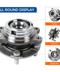 HA590125 AWD Front Wheel Bearing and Hub Assembly for Infiniti G25 G35 G37 Q40 Q50 Q60 Q70 Q70L QX50 QX70 EX FX M Series, multi-angle view