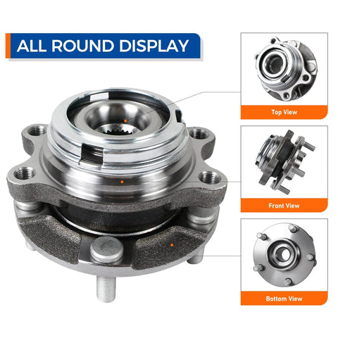 HA590125 AWD Front Wheel Bearing and Hub Assembly for Infiniti G25 G35 G37 Q40 Q50 Q60 Q70 Q70L QX50 QX70 EX FX M Series, multi-angle view