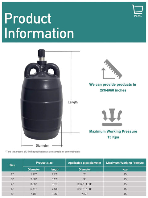 Inflatable Pipe Plug Airbag For Drainage And Sewer Pipes With Valve Core Key 40 Inch Extension Hose And Two Hose Clips