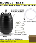 Rubber Test Ball Sewer Test Plug Inflatable Pipe Plug For Laboratory Testing And Sewer Line Maintenance 4 Inch Diameter Durable Reusable Residential Pipe Sealing And Blockage Repair with accessories and packaging.