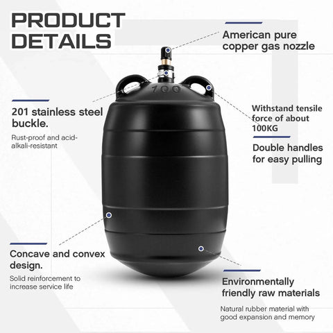 Rubber Test Ball Sewer Test Plug Inflatable Pipe Plug For Laboratory Testing And Sewer Line Maintenance 4 Inch Diameter Durable Reusable Residential Pipe Sealing And Blockage Repair showing concave design and stainless steel buckle.