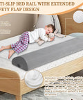 Child sleeping on bed with Inflatable Bed Bumpers For Toddlers 2 Pack With Non Slip Bed Rails And Machine Washable Covers