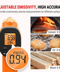 Infrared Thermometer Gun, Laser Thermometer for Cooking, Pizza Oven, Griddle, Engine, HVAC, Temperature Gun with emissivity setting