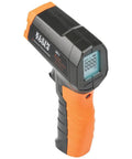 Infrared Thermometer and GFCI Receptacle Tester Kit, non-contact digital temperature measurement device with orange and black design.