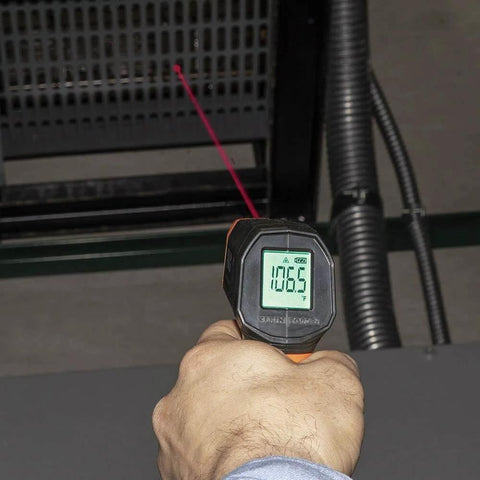 Hand using Infrared Thermometer, Digital Laser Gun is Non-Contact Thermometer with Temperature Range -4 to 752-Degree Fahrenheit