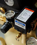 Close-up of Ingersoll Rand P1.5IU-A9 2hp 20 gal Single-Stage Compressor (115/1) 42663401, showing pressure gauges and controls.