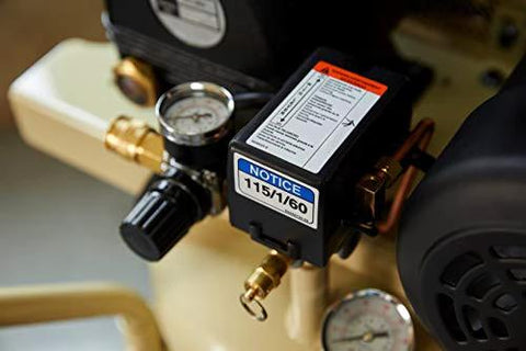 Close-up of Ingersoll Rand P1.5IU-A9 2hp 20 gal Single-Stage Compressor (115/1) 42663401, showing pressure gauges and controls.