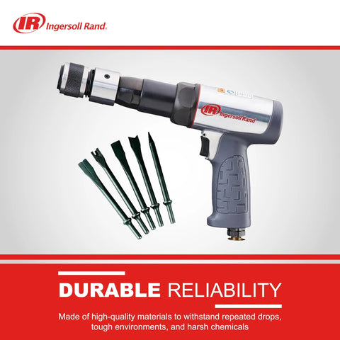 Ingersoll Rand 119MAXK Long Barrel Vibration Reduced Air Hammer Kit with Five Chisel Set for Heavy Vehicle Repair Trucks and MRO Tasks