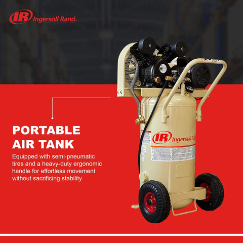 Ingersoll Rand P1.5IU-A9 2hp 20 gal Single-Stage Compressor (115/1) 42663401 with ergonomic handle and semi-pneumatic tires