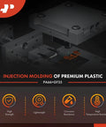 Injection molded premium plastic component with high strength, lightweight, corrosion and temperature resistance, PA66+GF35 material.