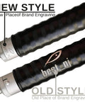 Twin 120 Milliliter Aluminum Injector Mixing Set showing new style brand engraving close-up and old style comparison.