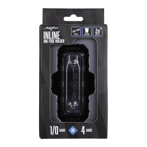 Heavy Duty Inline ANL Fuse Holder With 200 Amp Fuse Included For 1/0 Or 4 Gauge Car Audio Wiring, Smoked Gray Cover in box