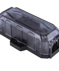 Heavy Duty Inline ANL Fuse Holder With 200 Amp Fuse Included For 1/0 Or 4 Gauge Car Audio Wiring, smoked gray cover visible.