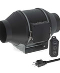 Ultra Quiet 4 Inch Inline Duct Fan With EC Motor Delivering 214 CFM At 30W And 27dB Noise, 10 Speed Controller visible