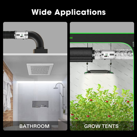 Powerful 6 Inch Inline Duct Fan 240 CFM for HVAC Ventilation with Low Noise, ideal for bathrooms and grow tents.
