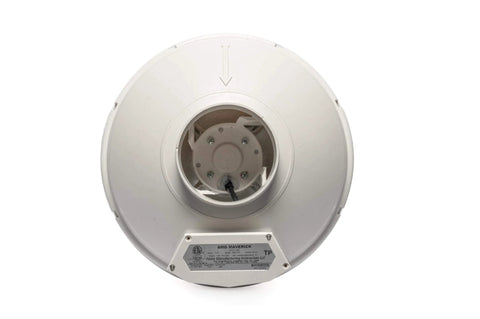 Radon Mitigation Inline Duct Fan, 260 CFM, Quiet And Energy Efficient, 4 Inch Electric Inline Fan In White, rear view showing motor