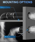 Mounting options for 4 Inch Inline Booster Duct Fan With Speed Controller By Hon&Guan, showing ceiling and wall installation.