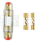Inline 4-8 Gauge AWG Fuse Holder With 100 Amp AGU Fuses For Car Audio Alarm System Amplifier And Compressor Waterproof Gold Plated Metal Shell