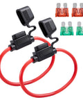 Beefy 10 Gauge Inline Fuse Holder Waterproof Pigtail Relay Kit With 2 Pack 30A And 40A Blade Fuses For Cars Trucks Boats