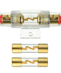 Inline 4-8 Gauge AWG Fuse Holder With 100 Amp AGU Fuses For Car Audio Alarm System Amplifier And Compressor Waterproof Gold Plated Metal Shell