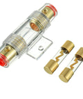 Inline 4-8 Gauge AWG Fuse Holder With 100 Amp AGU Fuses For Car Audio Alarm System Amplifier And Compressor Waterproof Gold Plated Metal Shell