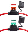 Beefy 10 Gauge Inline Fuse Holder Waterproof Pigtail Relay Kit With 2 Pack 30A And 40A Blade Fuses for automotive use