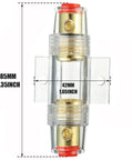 Inline 4-8 Gauge AWG Fuse Holder With 100 Amp AGU Fuses For Car Audio Alarm System Amplifier And Compressor Waterproof Gold Plated Metal Shell