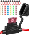 10 Pack Inline Fuse Holder Kit 12V Waterproof 12 AWG With 35 Standard Car Fuses 5A To 40A For Marine Auto And Electrical Circuits