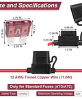 10 Pack Inline Fuse Holder Kit 12V Waterproof 12 AWG With 35 Standard Car Fuses 5A To 40A For Marine Auto And Electrical Circuits