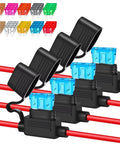 4 Pack 12 AWG Inline Fuse Holder Kit With Waterproof IP67 Rated Design For 12V And 24V Cars Boats And Trucks Includes 40 ATC And ATO Fuses 2A To 40A And Tinned Copper Wire Heavy Duty To Prevent Melting And Fire Hazards
