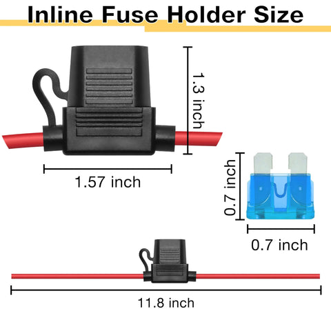 Two Pack Inline Fuse Holders For 12V Systems With 16 AWG Wire Waterproof Fuse Holder Includes 15A ATC ATO Standard Blade Fuses