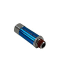 Preset In Line Pressure Regulator for Pneumatic Tools, lightweight blue aluminum body, 1/4 inch NPT inlet and outlet, 94 PSI preset setting.