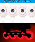 Luminescent Inline Skate Wheels 80mm And 76mm With ABEC 9 Bearings Four Pack Red Glow In The Dark For Indoor And Outdoor Use