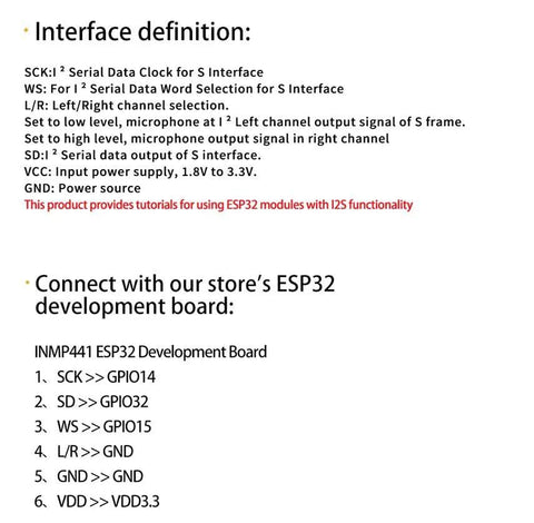 Interface definition and ESP32 connection guide for INMP441 Omnidirectional MEMS Microphone Module With I2S Digital Output Low Power And High Precision Bottom Port Ideal For PCB Embedded Audio Systems Microcontroller Projects And Pro Audio Applications 5 Piece Pack