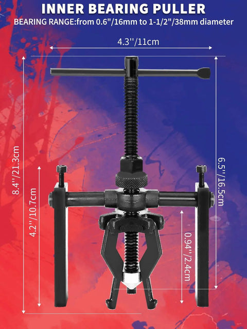 Three Jaw Inner Pilot Bearing Puller for car SUV motorcycle bearing removal tool universal fit for sleeve type bearings.