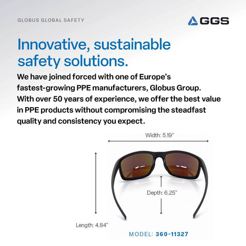 Crevalle Anti Fog Safety Glasses With UV Protection And Blue Mirror Lens specifications